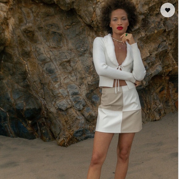 2X HP! NWT West of Melrose Block It Out Vegan Leather Skirt - Picture 2 of 9